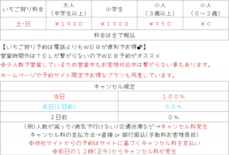 2024年最新　茨城県いちご狩り　いちごBOX料金