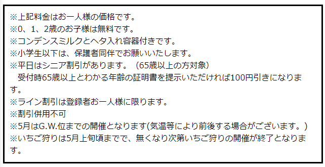 2024年　茨城県いちご狩り　深作農園注意事項